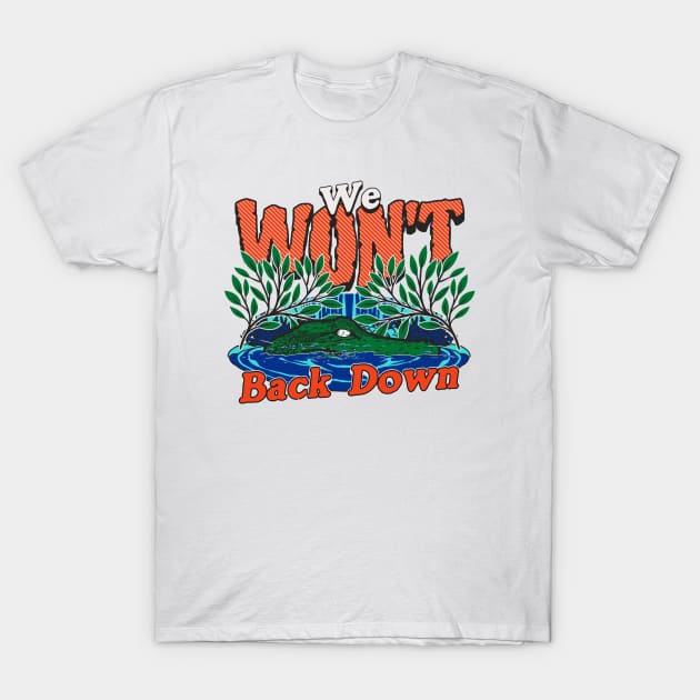 Vintage We Won't Back Down  // Florida Swamp Blue & Orange Alligator T-Shirt by SLAG_Creative